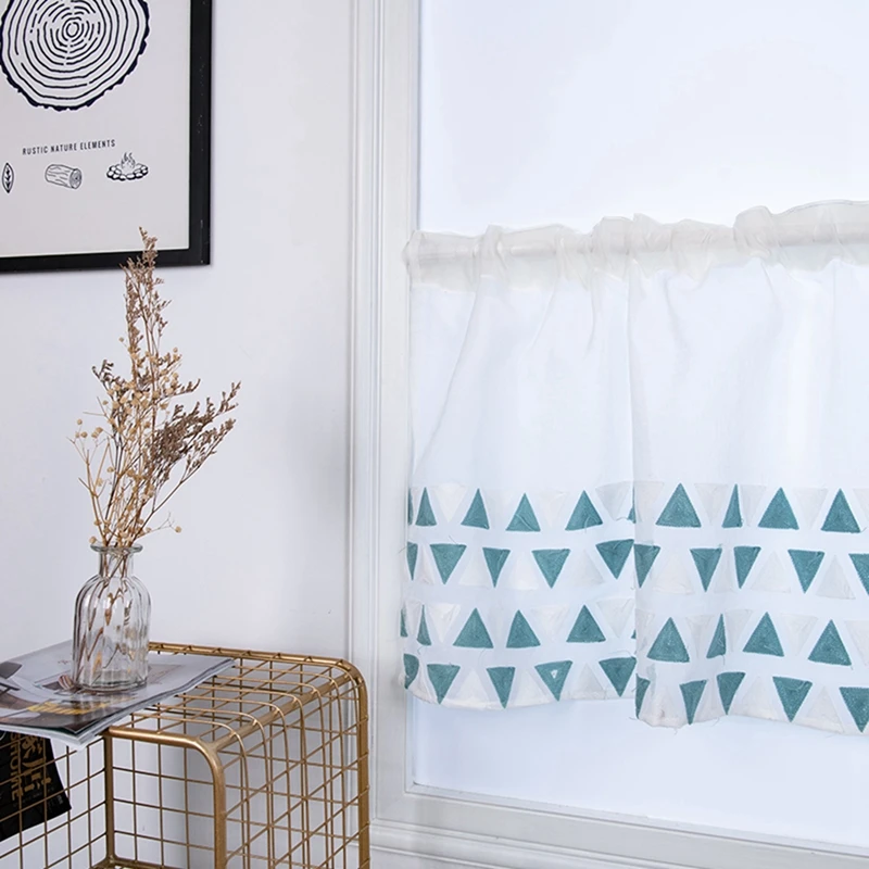Rod Pocket Embroidered Blue Triangles Semi Tier Curtain Short Curtain For Kitchen Bathroom Living Room
Rod Pocket Embroidered Blue Triangles Semi Tier Curtain Short Curtain For Kitchen Bathroom Living Room