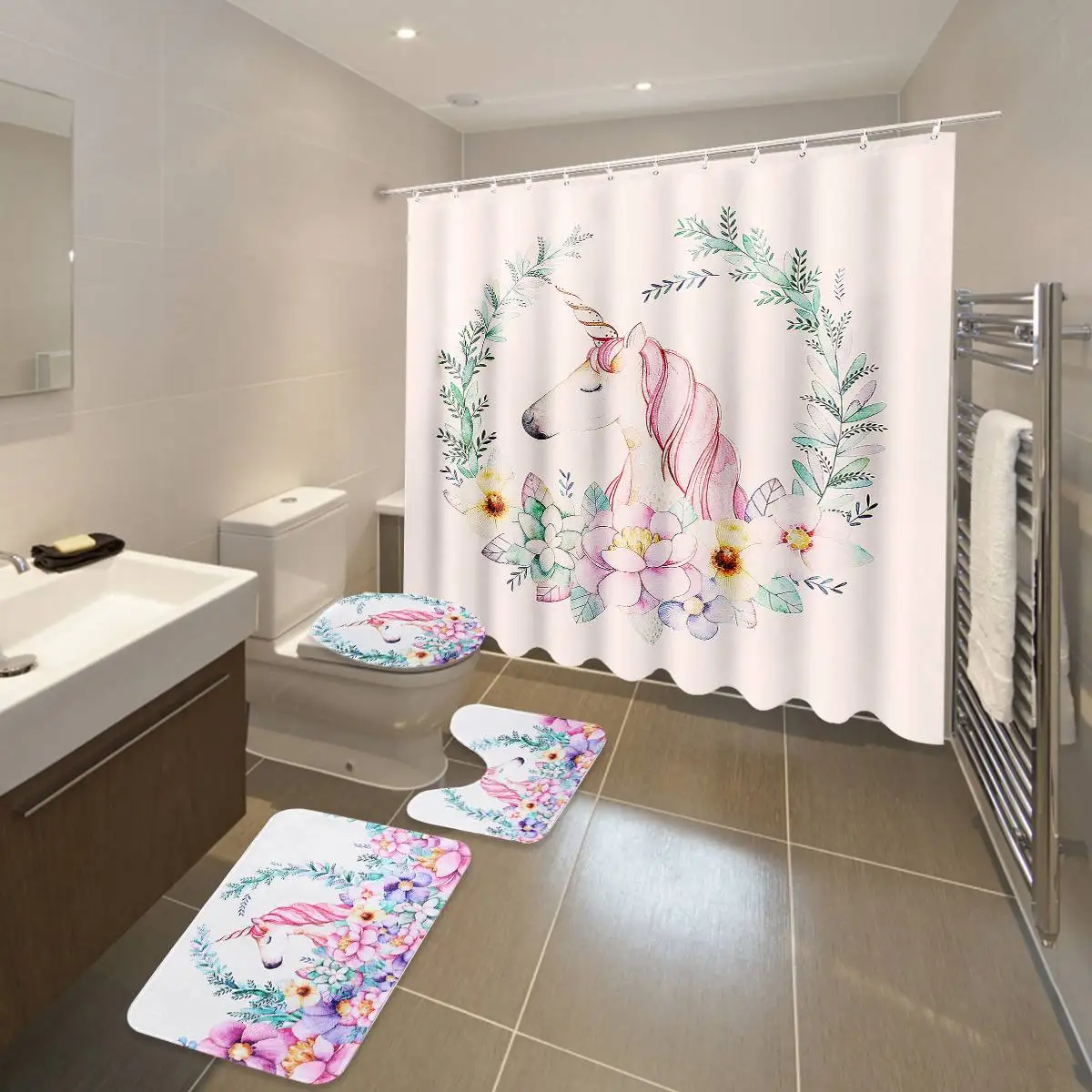 Xueqin 180x180cm Colorful Flower Bathroom Shower Curtain Waterproof Fabric With 12 Hooks 3Pcs Set Toilet Bedroom For Home Decor
Xueqin 180x180cm Colorful Flower Bathroom Shower Curtain Waterproof Fabric With 12 Hooks 3Pcs Set Toilet Bedroom For Home Decor