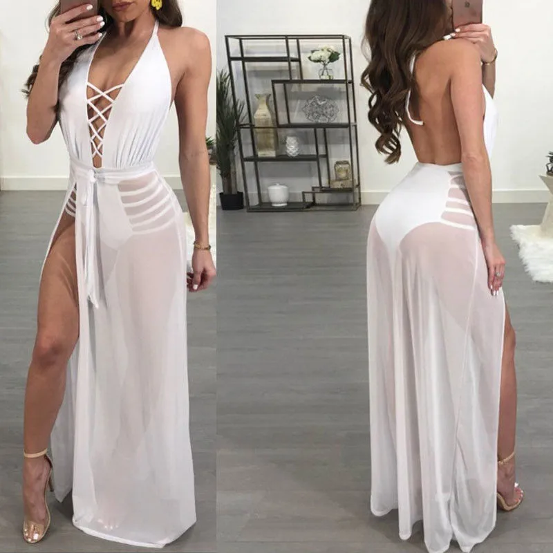 New Sexy Womens Summer Beach Dress Sleeveless Deep V Neck Cross Bandage High Waist Mesh Dress Bikini Cover Ups For Sexy Women
New Sexy Womens Summer Beach Dress Sleeveless Deep V Neck Cross Bandage High Waist Mesh Dress Bikini Cover Ups For Sexy Women