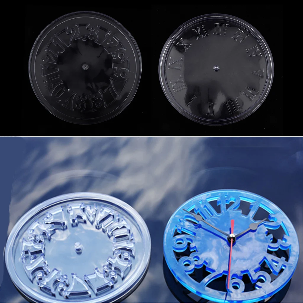 1 Piece Clear Silicone Mold for DIY Wall Clock Arabic Numerals Clock Mould Round DIY Crafts Making Tool - Dia: 165mm