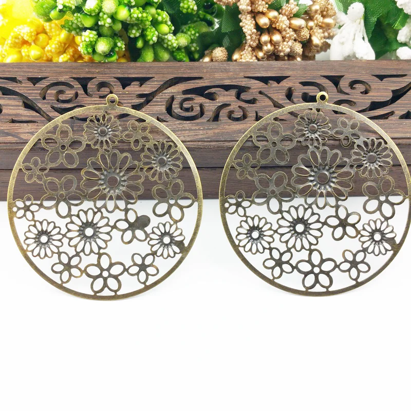20pcs 55mm Filigree flowe drop Wraps Metal Charms For Embellishment Scrapbook DIY Jewelry Craft Wraps Connectors Metal Crafts