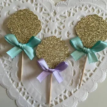 glitter Aqua Gold Lavender Seashell Cupcake Toppers Under the Sea birthday bachelorette wedding baby bridal shower toothpicks
glitter Aqua Gold Lavender Seashell Cupcake Toppers Under the Sea birthday bachelorette wedding baby bridal shower toothpicks
