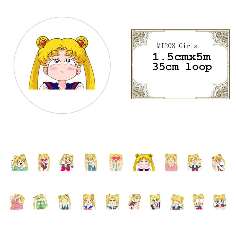 Kawaii girl Sailor Moon decoration washi tape DIY planner scrapbooking diary album masking tape School stationery escolar
Kawaii girl Sailor Moon decoration washi tape DIY planner scrapbooking diary album masking tape School stationery escolar