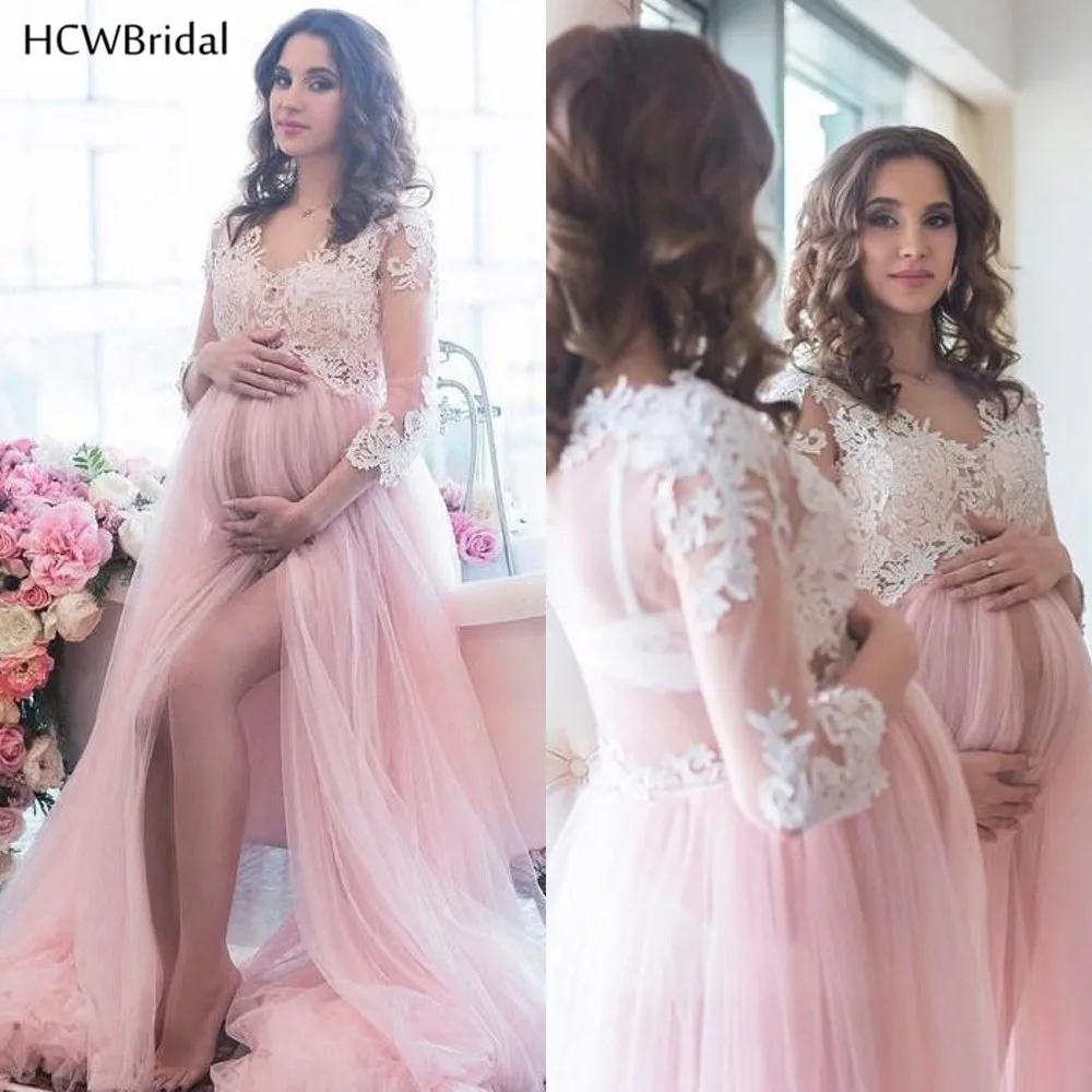 Pink Pregnant Woman Evening Dress V Neck 3/4 Sleeve A Line Lace Tulle Long Prom Gowns 2019 New Plus Size Party Dresses Cheap
Pink Pregnant Woman Evening Dress V Neck 3/4 Sleeve A Line Lace Tulle Long Prom Gowns 2019 New Plus Size Party Dresses Cheap