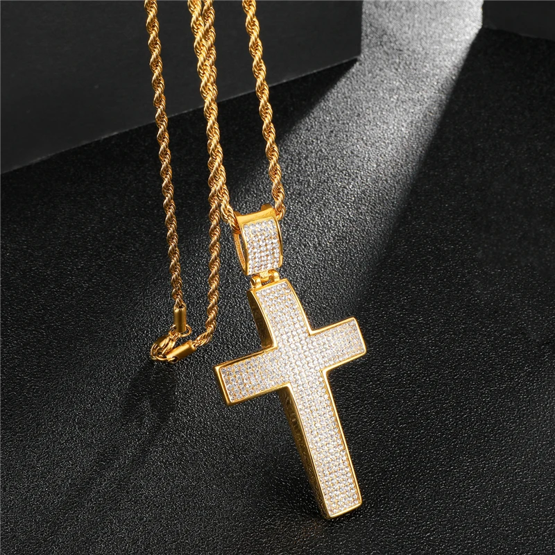 HIP Hop Cross Pendant 316L Stainless Steel Full Micro Pave Rhinestone Crucifix Pendants & Necklaces Necklace for Men Jewelry
HIP Hop Cross Pendant 316L Stainless Steel Full Micro Pave Rhinestone Crucifix Pendants & Necklaces Necklace for Men Jewelry