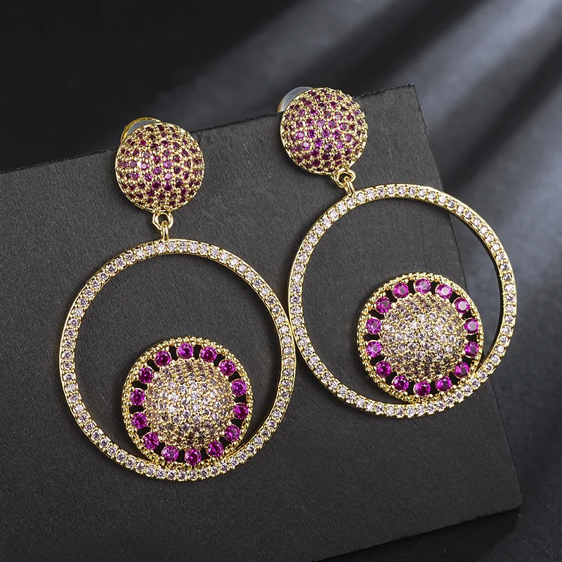 High Quality New Creative Exaggerated Full AAA Zircon Round Drop Earrings Jewelry for Women ZK40
High Quality New Creative Exaggerated Full AAA Zircon Round Drop Earrings Jewelry for Women ZK40