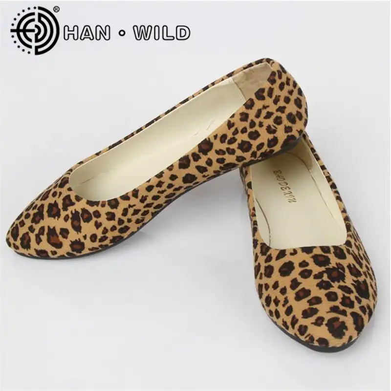 leopard round toe flats