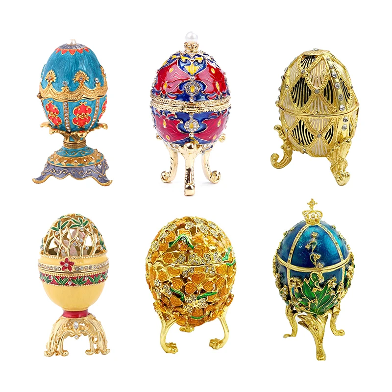 New Arrive Hand Painted Easter Egg Faberge Egg Rhinestones Jewelry Trinket Box Decor Home Decoration Accessories Dropshipping
New Arrive Hand Painted Easter Egg Faberge Egg Rhinestones Jewelry Trinket Box Decor Home Decoration Accessories Dropshipping