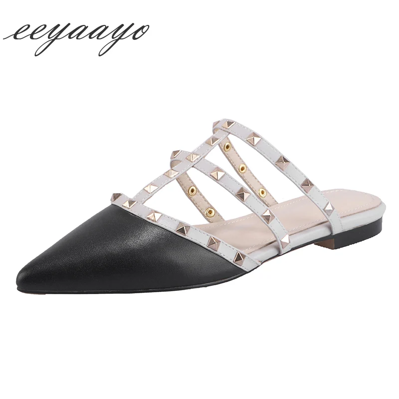 2019 New Genuine Leather Summer Women Slippers Low Square Heel Rivet Sexy Ladies Women Shoes Black Outside Female Mules Slides
2019 New Genuine Leather Summer Women Slippers Low Square Heel Rivet Sexy Ladies Women Shoes Black Outside Female Mules Slides