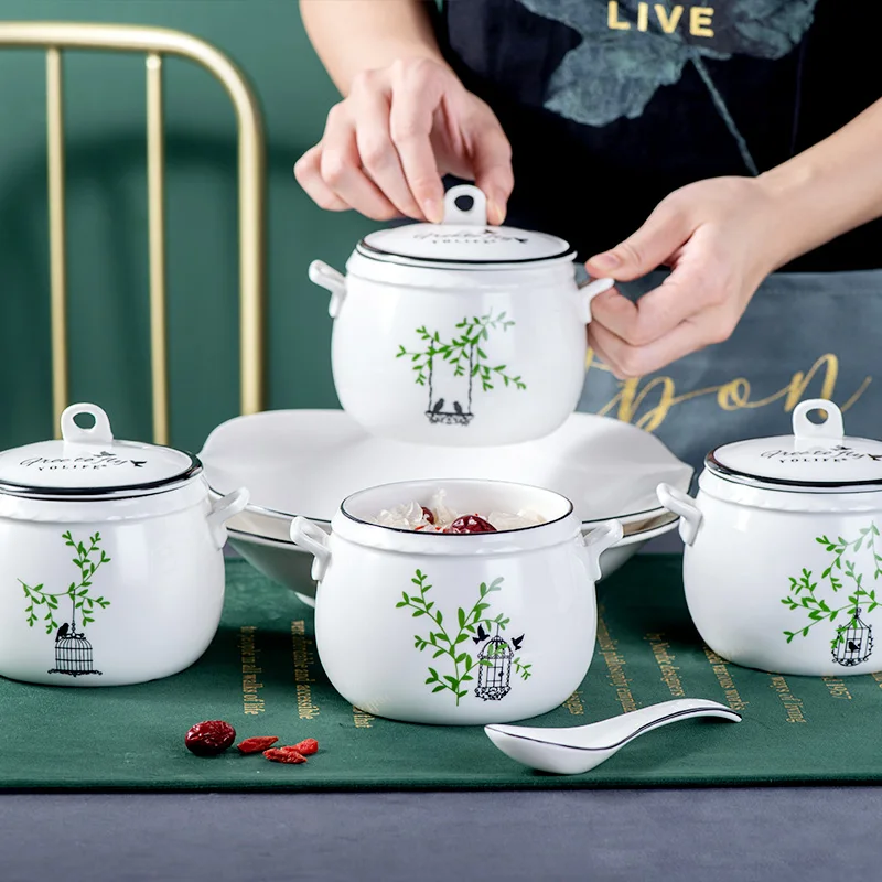 450ml Stew Pot Simple Small fresh style Porcelain tableware Tureen Kitchen Soup Cup Nest Dessert Slow Cooker Soup with Lids
450ml Stew Pot Simple Small fresh style Porcelain tableware Tureen Kitchen Soup Cup Nest Dessert Slow Cooker Soup with Lids