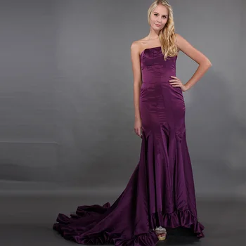 Gorgeous Mermaid Evening Dresses Dark Purple Satin Strapless Ruffles Hem Formal Party Dresses Sleeveless Vestidos De Festa 2019
Gorgeous Mermaid Evening Dresses Dark Purple Satin Strapless Ruffles Hem Formal Party Dresses Sleeveless Vestidos De Festa 2019