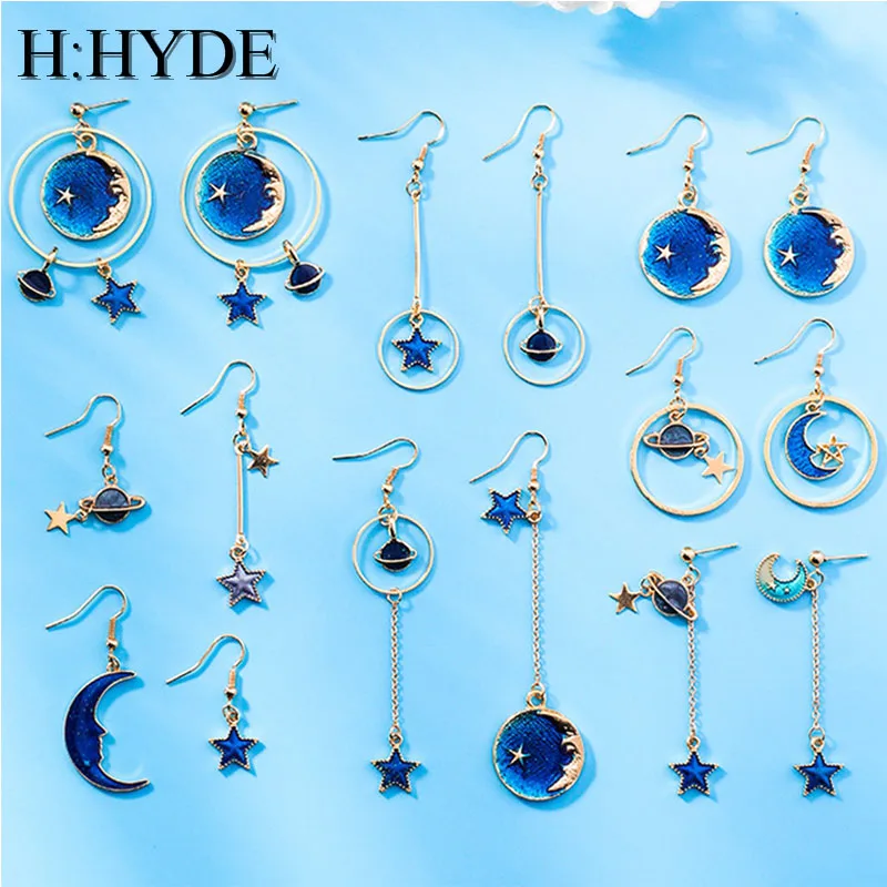 H:HYDE 2018 New Fashion Stud Earrings Jewelry Blue Star Moon Long Earrings For Women Asymmetric Round Planet Earrings oorbellen
H:HYDE 2018 New Fashion Stud Earrings Jewelry Blue Star Moon Long Earrings For Women Asymmetric Round Planet Earrings oorbellen