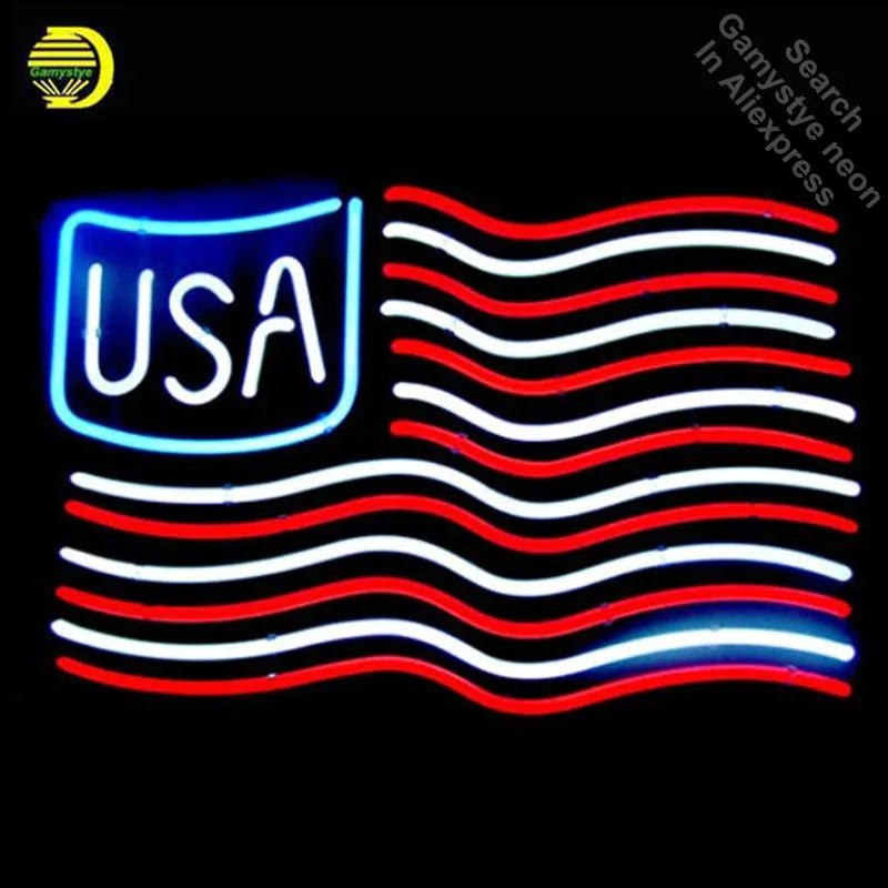 Американский флаг США неоновые вывески ручной работы неоновая лампа вывеска
