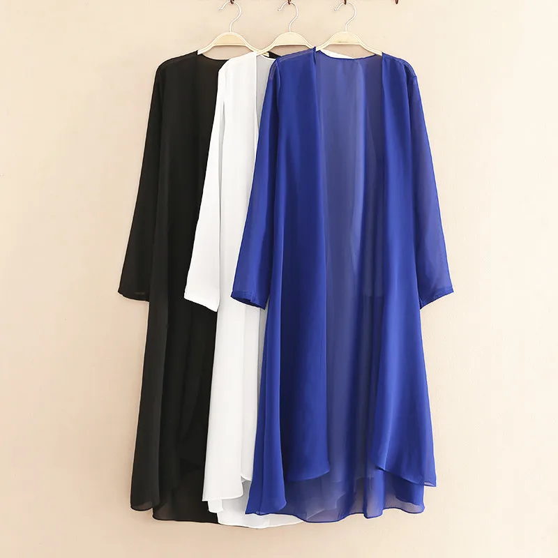 2019 Spring Summer Style Plus Size Women's Long Coat Black Thin Chiffon Cardigan Tops Casual Long Suncreen Blouse Shirt
2019 Spring Summer Style Plus Size Women's Long Coat Black Thin Chiffon Cardigan Tops Casual Long Suncreen Blouse Shirt
