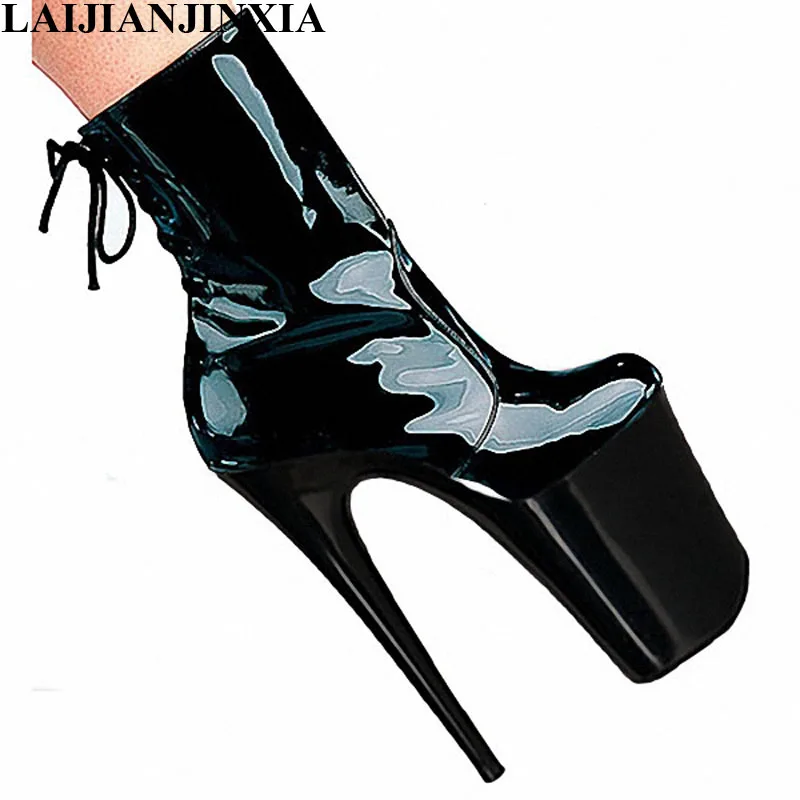 LAIJIANJINXIA Black Patent Leather Ankle Boots For Women 20Cm Extrem High Heels 10Cm Platform Shoes Pointed Toe Lace-Up Boots
LAIJIANJINXIA Black Patent Leather Ankle Boots For Women 20Cm Extrem High Heels 10Cm Platform Shoes Pointed Toe Lace-Up Boots