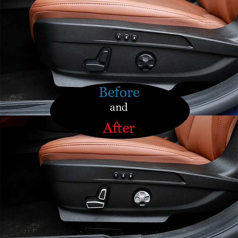 

For Alfa Romeo Giulia Stelvio 2017 Car Accessories 6 Pcs ABS Chrome Seat Adjustment Button Cover Trim