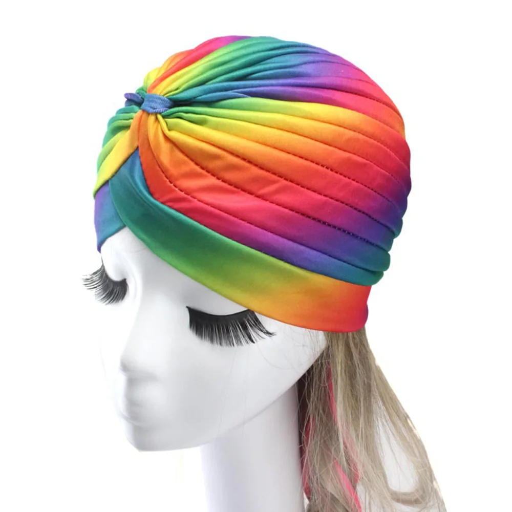 2016 New Fashion Women Turban Hat Bohemia 21 Solid Color Fold Beanies Female Simple Autumn Bonnet Indian Turban Hats For Women (34)
