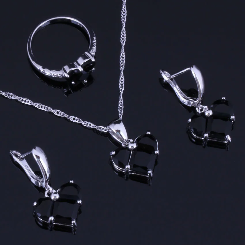 Admirable Heart Shaped Black Cubic Zirconia 925 Sterling Silver Jewelry Sets For Women Earrings Pendant Chain Ring V0978
Admirable Heart Shaped Black Cubic Zirconia 925 Sterling Silver Jewelry Sets For Women Earrings Pendant Chain Ring V0978