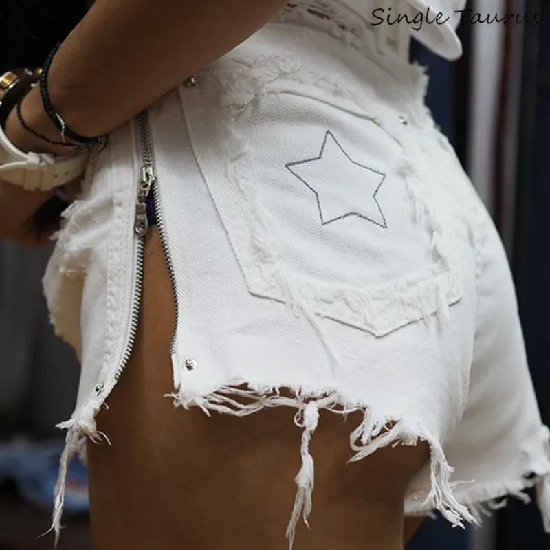 High Waist Embroidery Star White Jeans Shorts Women Hole Tassel Denim Shorts Summer High Street Side Zipper Spodenki Damskie
High Waist Embroidery Star White Jeans Shorts Women Hole Tassel Denim Shorts Summer High Street Side Zipper Spodenki Damskie
