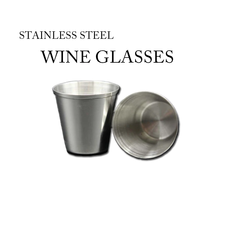 Image 5 pcs Hot sales35ml Drinking Glass Mini Stainless Steel Wine Shot Glasses Cups Vodka Whiskey Wine Beer Cups Outdoor Travel Mugs