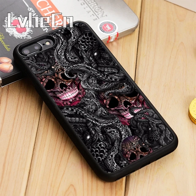 LvheCn Осьминог Кракен кальмар череп тату чехол для телефона iPhone 5 6s 7 8 plus 11 12 Pro X XR XS max