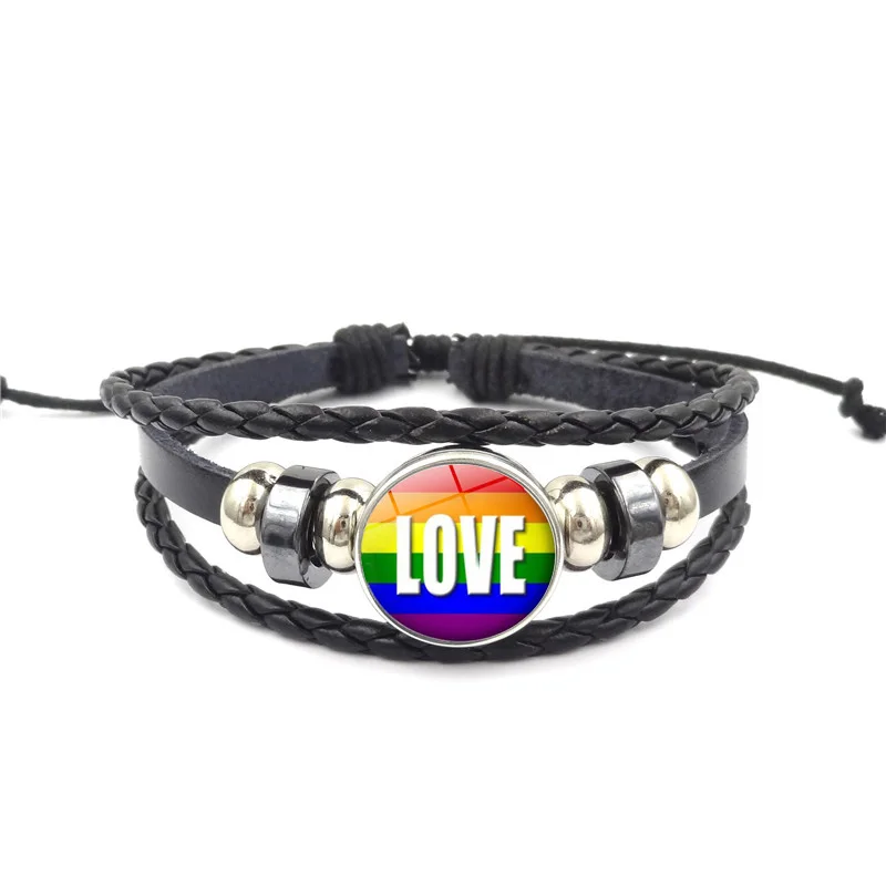 XUSHUI XJ Gay Pride Rainbow Flag Glass Buckle Charm Bracelet Handmade DIY Jewelry Weave Beaded Black Leather LGBT bracelet
XUSHUI XJ Gay Pride Rainbow Flag Glass Buckle Charm Bracelet Handmade DIY Jewelry Weave Beaded Black Leather LGBT bracelet