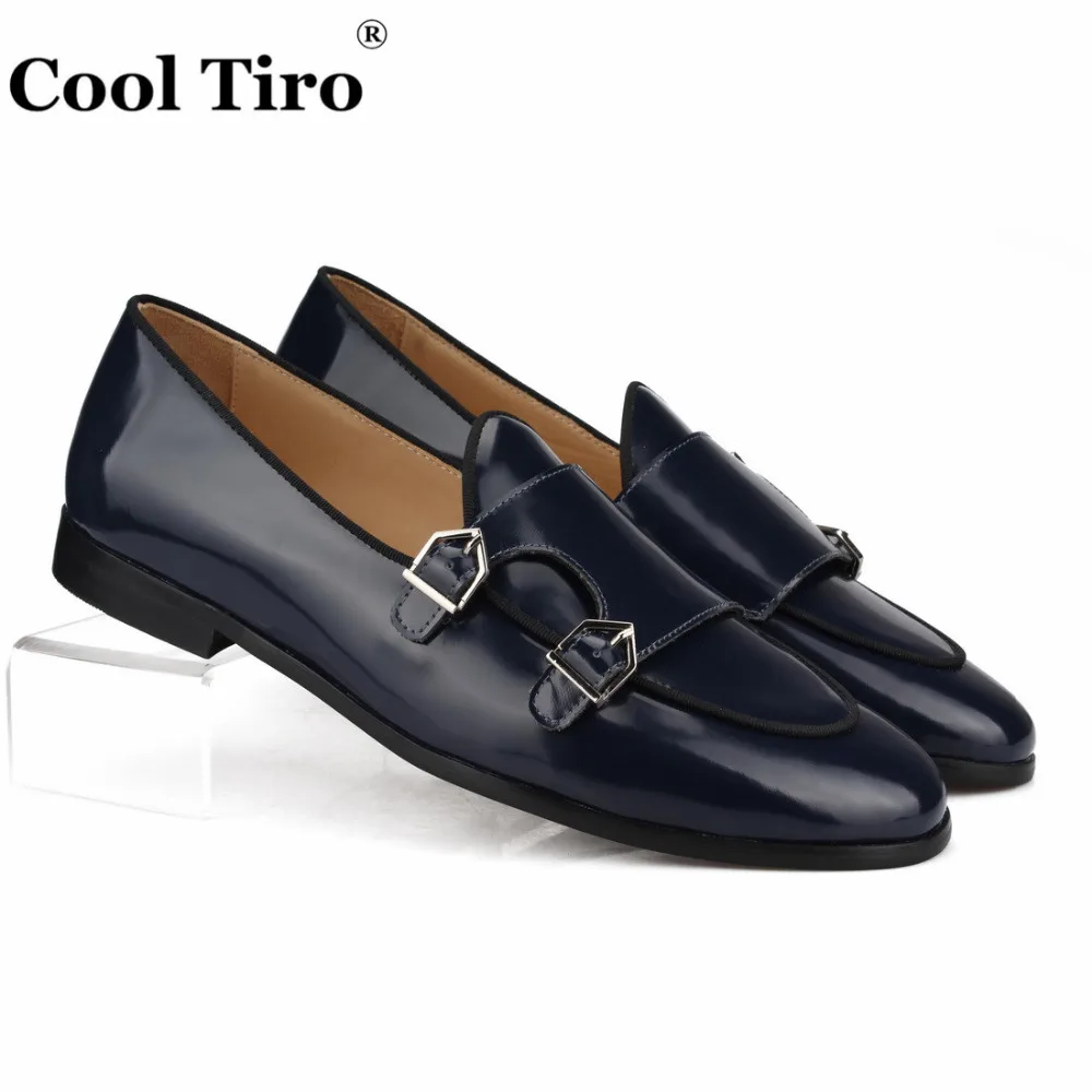 POLISHED LEATHER DOUBLE-MONK LOAFERS Dark blue (1)