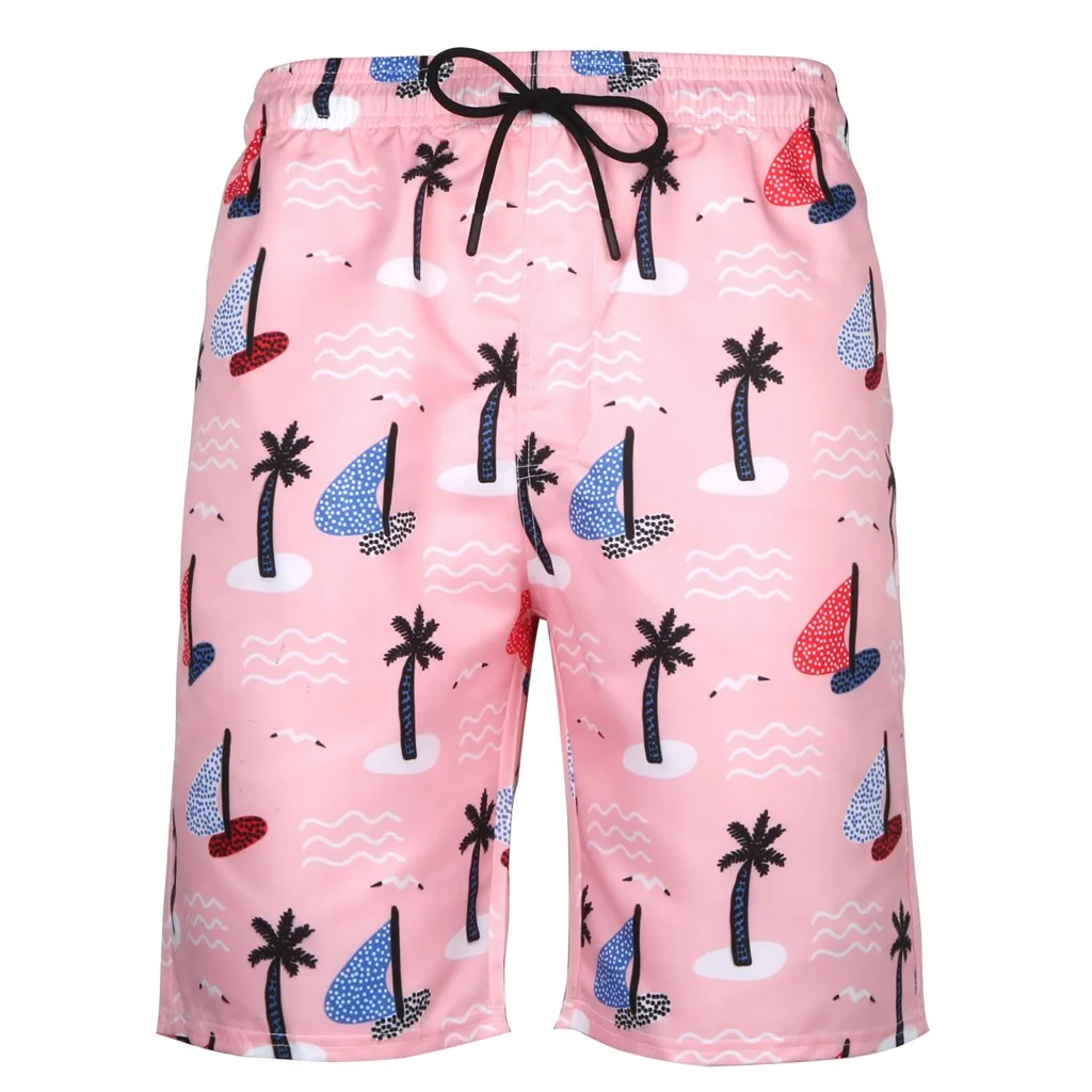 Mens Anchor Pattern Quick Drying Breathable Swim Trunks