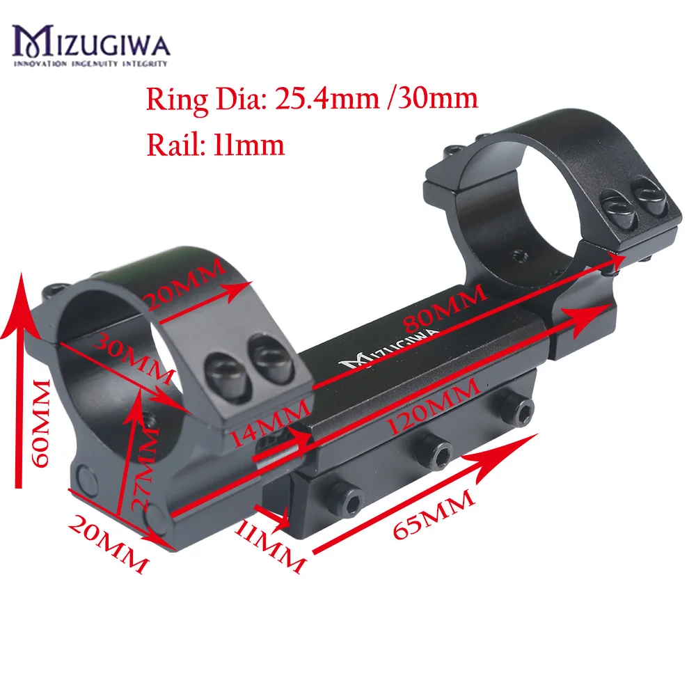 

Mizugiwa One Piece Airgun Mount Ring 25.4mm/30mm w/Stop Pin Adapter 11mm RIS Picatinny Rail Dovetail Weaver Pistol Airgun Rifle