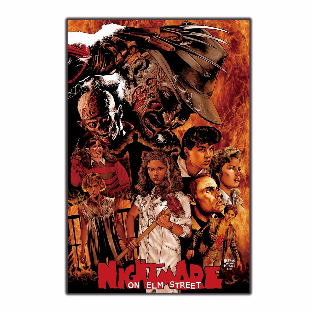 Искусство Шелковый плакат "Кошмар на улице Вязов" США ужас Movie12x18 24x36 стены
