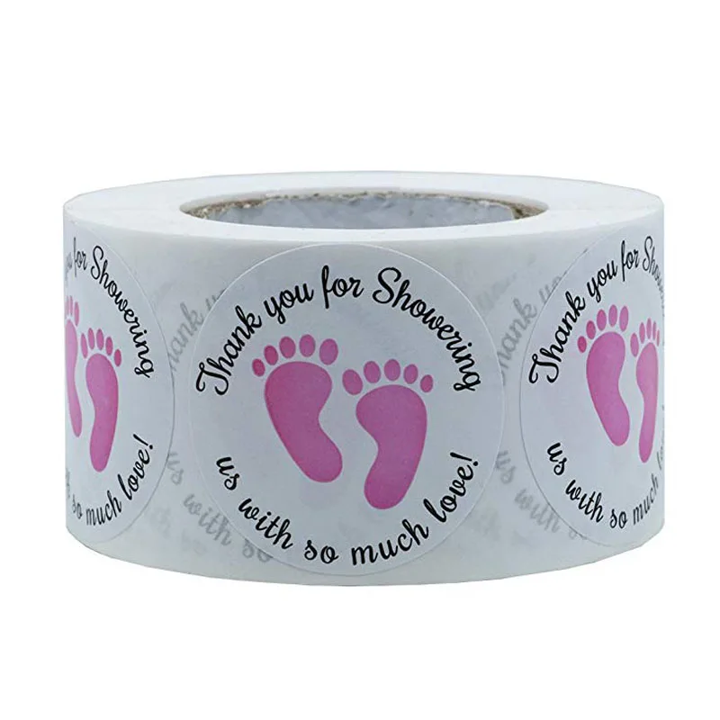 500Pcs/roll 1Inch Round Baby Shower Stickers Thank You for Showering Us with So Much Love Foot Print Stickers wedding decoration
500Pcs/roll 1Inch Round Baby Shower Stickers Thank You for Showering Us with So Much Love Foot Print Stickers wedding decoration
