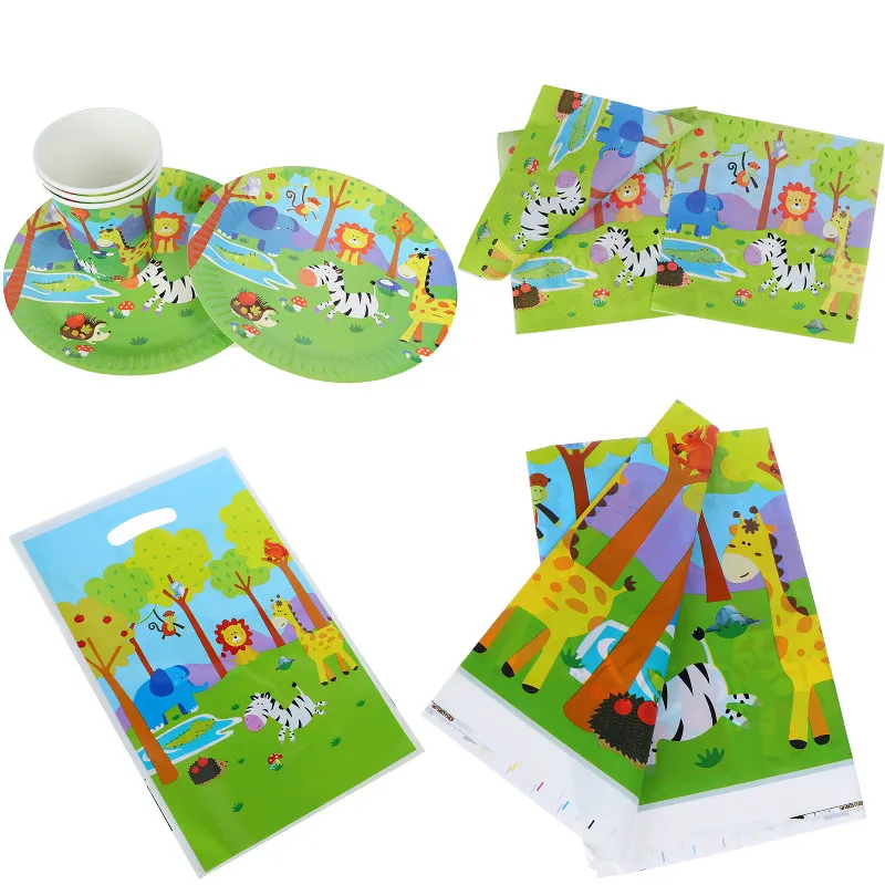 Jungle Animal Theme Tableware Set Birthday Party Decoration Kids Plate Cups Hats Tablecloth Flag Straw Party Supplies
Jungle Animal Theme Tableware Set Birthday Party Decoration Kids Plate Cups Hats Tablecloth Flag Straw Party Supplies