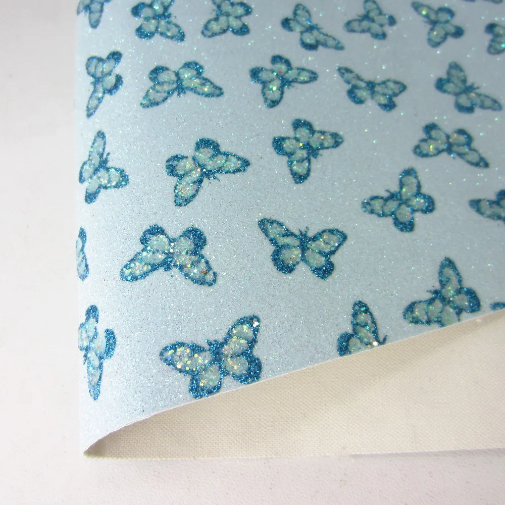 A4 sheet 8"X11.8" Blue Butterfly Glitter Fabric leather faux synthetic PU leather fabric for bows decoration DIY 1pieces F0520
A4 sheet 8"X11.8" Blue Butterfly Glitter Fabric leather faux synthetic PU leather fabric for bows decoration DIY 1pieces F0520
