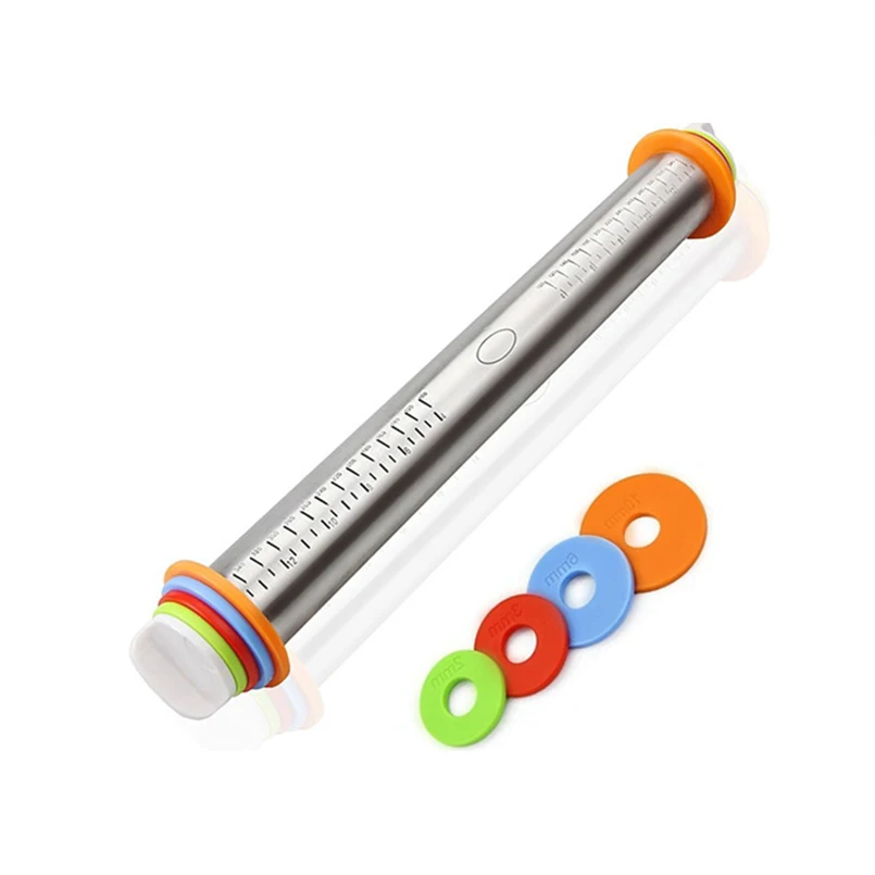 Adjustable Rolling Pin 4Multicolored Removable Rings Clear Scale Show Dough Size Control Pizza Pie Cookie Pasty Dough Roller
Adjustable Rolling Pin 4Multicolored Removable Rings Clear Scale Show Dough Size Control Pizza Pie Cookie Pasty Dough Roller