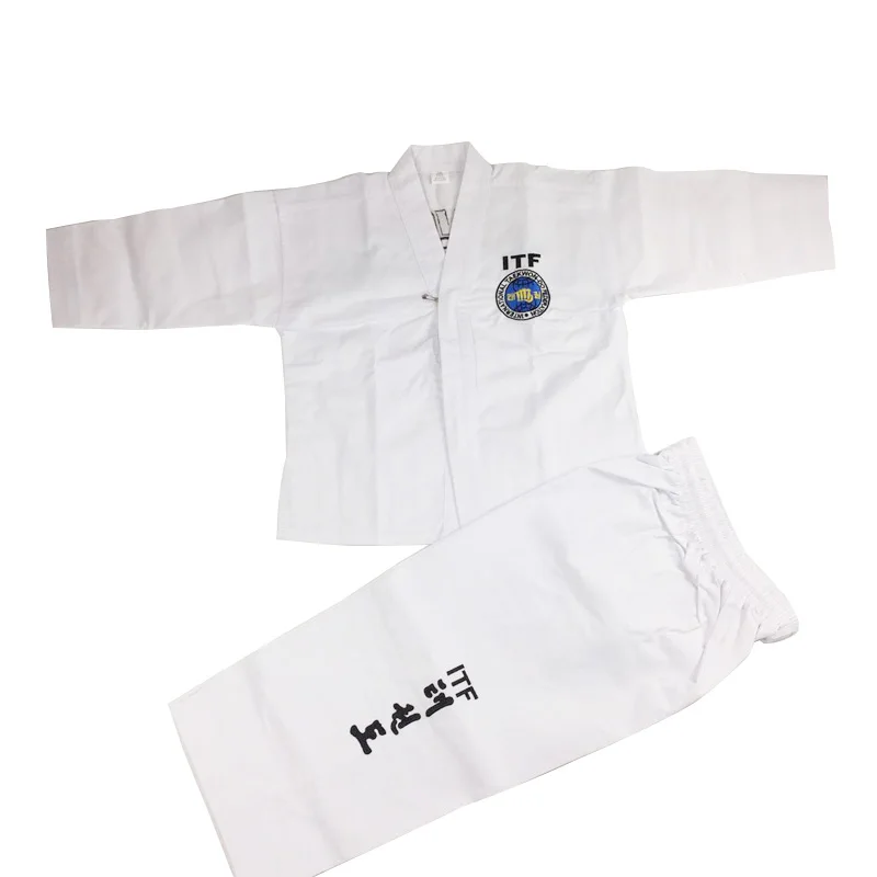 High Quality ITF International Taekwondo Federation standard full embroidered Students Uniform Taekwondo Uniform 100% Cotton
High Quality ITF International Taekwondo Federation standard full embroidered Students Uniform Taekwondo Uniform 100% Cotton