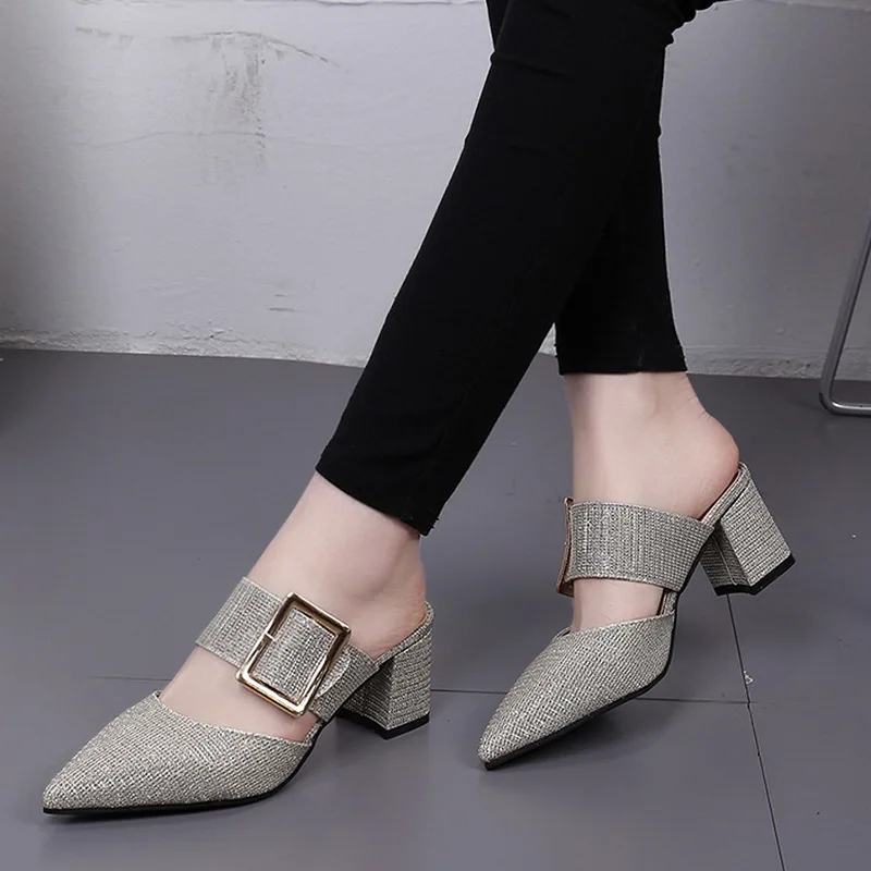 TOP Graceful Women Female Fashion Casual Belt Buckle Pointed Toe Half Slides Sandals High Chunky Heels Slippers Mules Shoes
TOP Graceful Women Female Fashion Casual Belt Buckle Pointed Toe Half Slides Sandals High Chunky Heels Slippers Mules Shoes