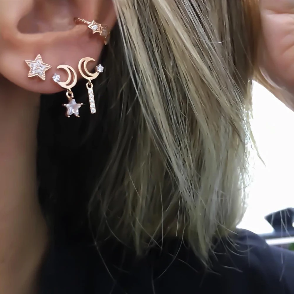 4 Pcs/set Bohemian Fashion Charm Crystal Stars Hollow Moon Geometry Gold Earrings Set Women Party Wedding Jewelry Accessories
4 Pcs/set Bohemian Fashion Charm Crystal Stars Hollow Moon Geometry Gold Earrings Set Women Party Wedding Jewelry Accessories