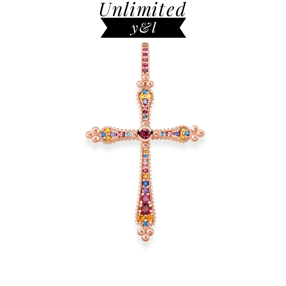 Royalty Colorful CZ Cross Pendants 925 Sterling Silver Rose Gold Fashion DIY Jewelry Fit Thomas Style Necklace Women Men 2019
Royalty Colorful CZ Cross Pendants 925 Sterling Silver Rose Gold Fashion DIY Jewelry Fit Thomas Style Necklace Women Men 2019