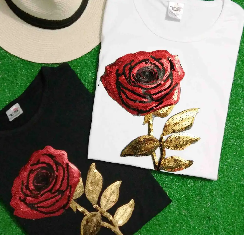 2016 brand spring and summer fashion new loose lips sexy 3D tee shirt embroidered Rose sequins sequins Girl tee leisure top code
2016 brand spring and summer fashion new loose lips sexy 3D tee shirt embroidered Rose sequins sequins Girl tee leisure top code