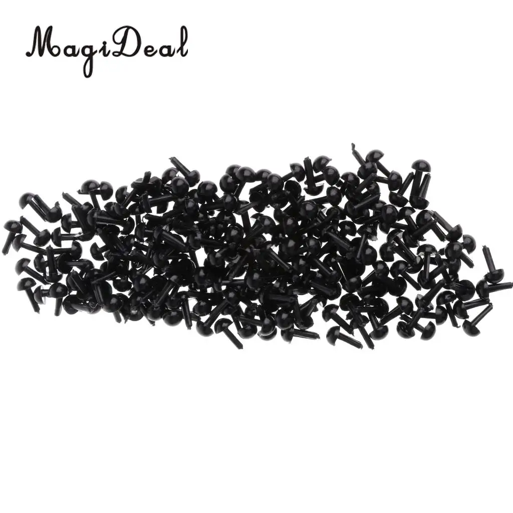 200 Pieces Black Plastic Safety Eyes for Teddy Bear Doll Plush Animal Toys Card Making Home Decor Crafts