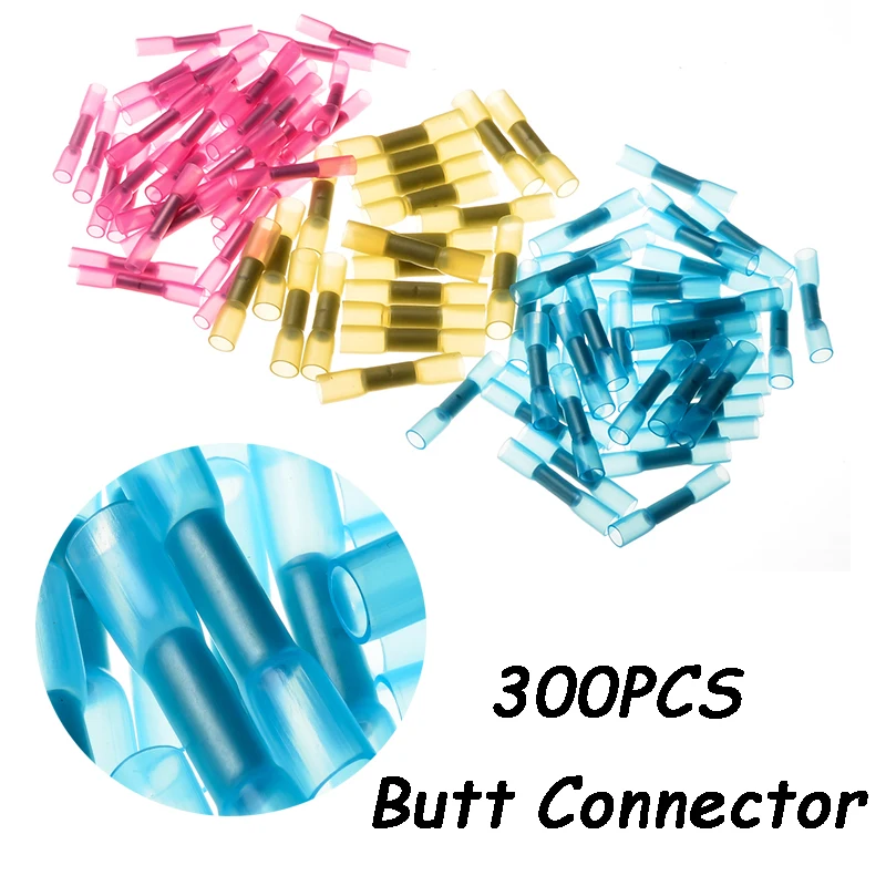 300pcs Insulated Heat Shrink Terminals Electric Wire Connectors Butt Cable Crimp Terminal Connector Kit fit for Boat Car Marine
300pcs Insulated Heat Shrink Terminals Electric Wire Connectors Butt Cable Crimp Terminal Connector Kit fit for Boat Car Marine