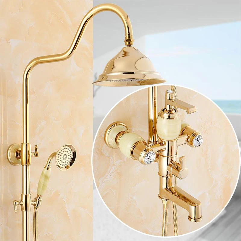 

Luxury Rainfall Shower Faucets Set Wall Mounted Tub Shower Mixer Tap Bathroom Faucet With Shower And Faucet For shower Gold