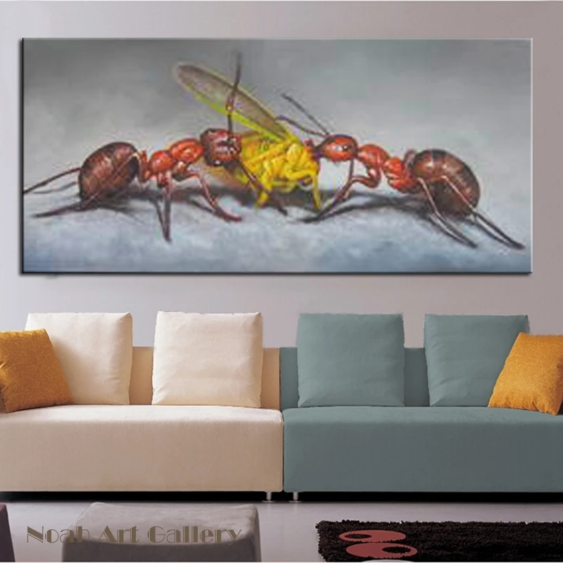 Image Lively tiny ants modern animal oil painting on canvas acrylic texture art 100% hand painted for wall decor not stretcher bar