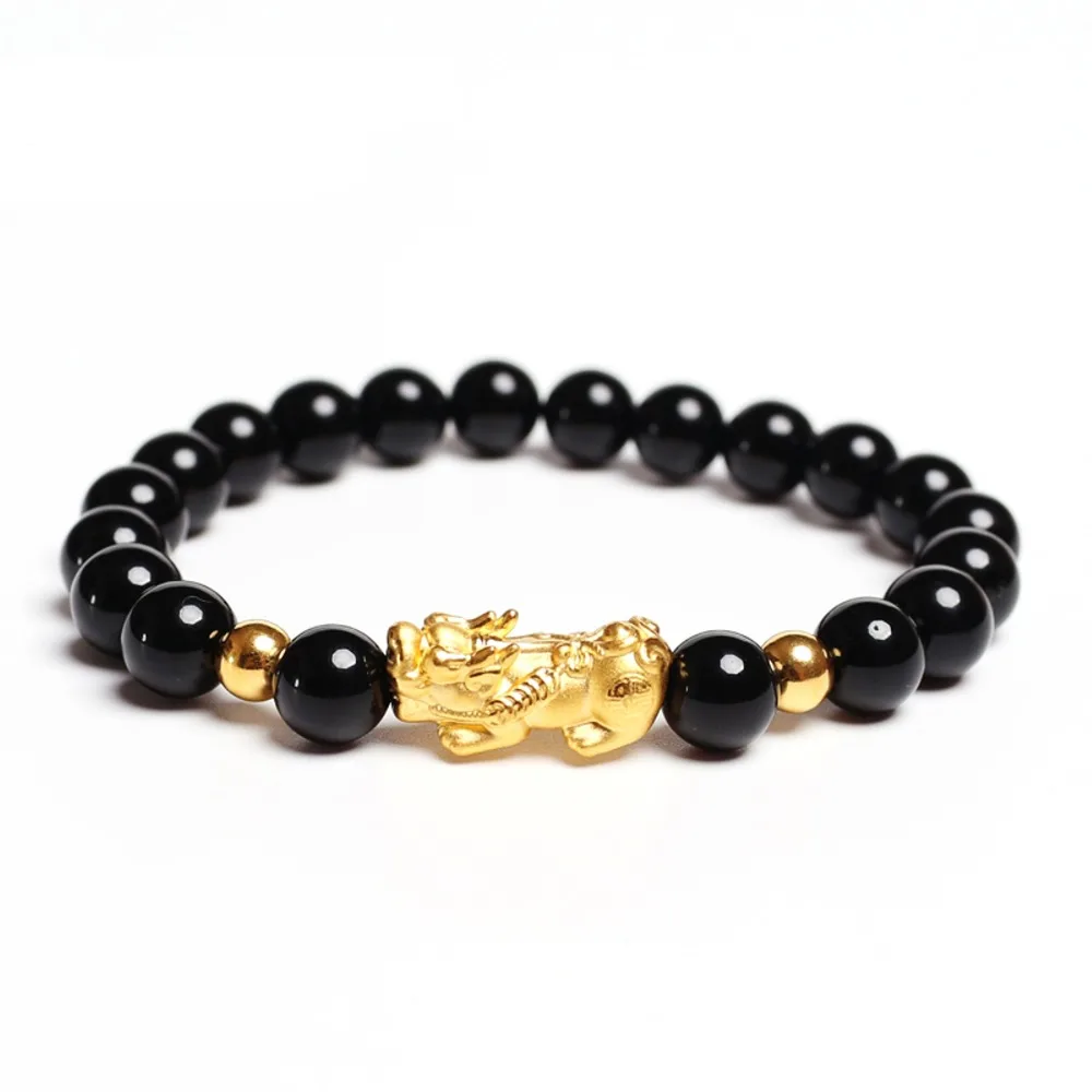 HOT SALE Pure 24K Yellow Gold Lucky Black Agate 3D Pixiu Bead Women's Men Bracelet
HOT SALE Pure 24K Yellow Gold Lucky Black Agate 3D Pixiu Bead Women's Men Bracelet