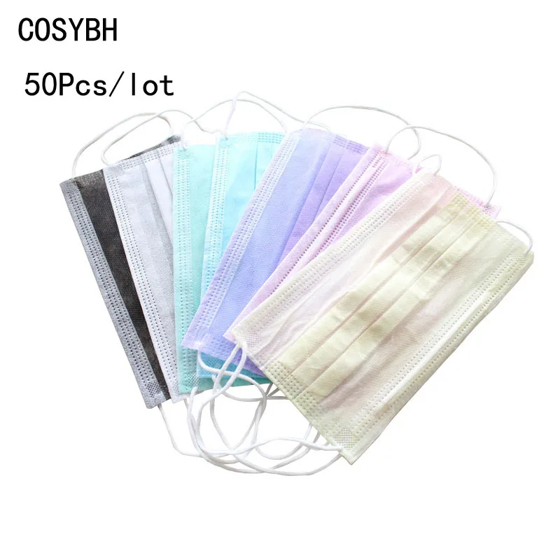 50Pcs / lot new three-layer non-woven solid color dust-proof anti-haze protective disposable masks
50Pcs / lot new three-layer non-woven solid color dust-proof anti-haze protective disposable masks