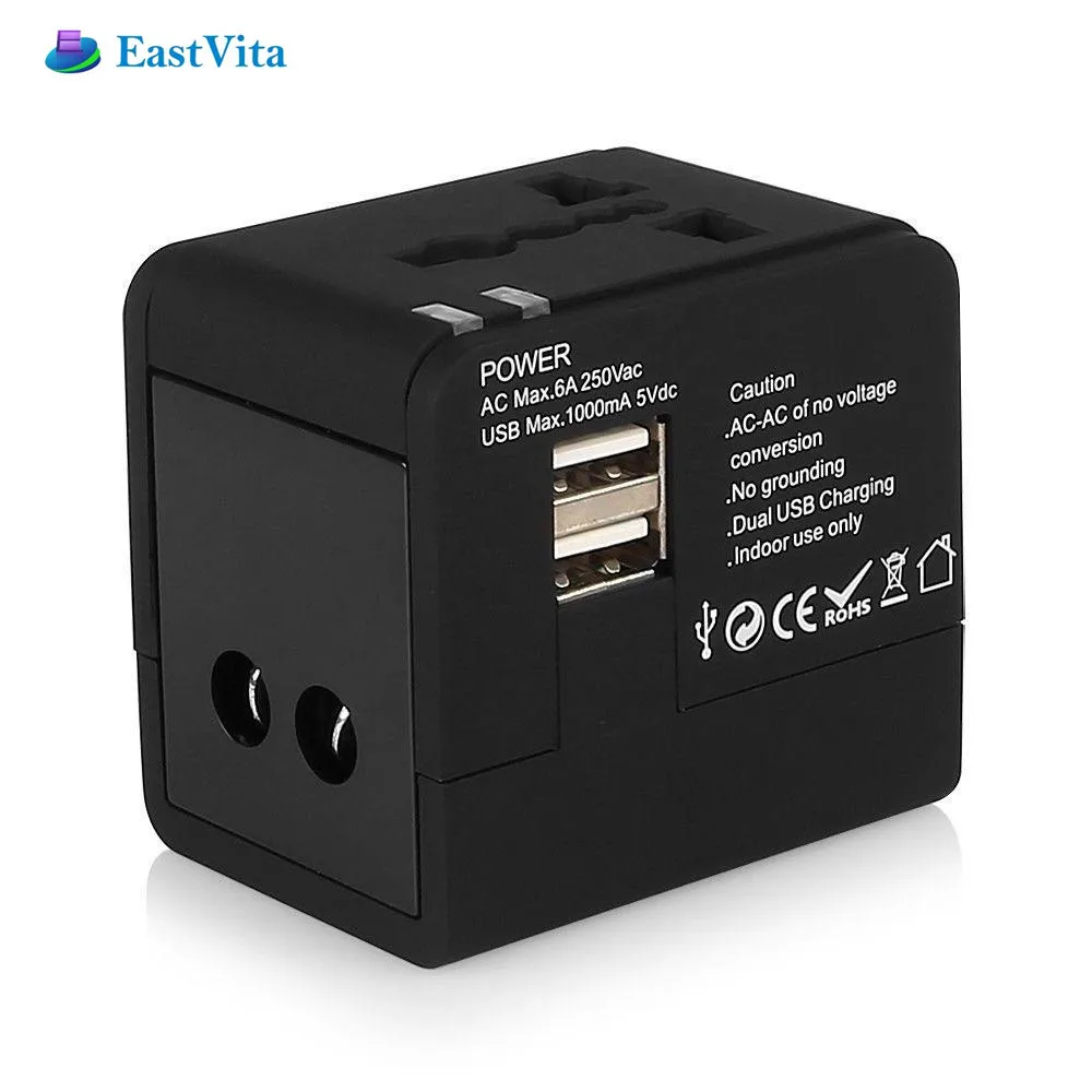 EastVita New Universal Travel AC Adapter Dual USB Charging Ports Wall Charger AC Power Plug Adapter Converters EU UK US/AU r19
EastVita New Universal Travel AC Adapter Dual USB Charging Ports Wall Charger AC Power Plug Adapter Converters EU UK US/AU r19