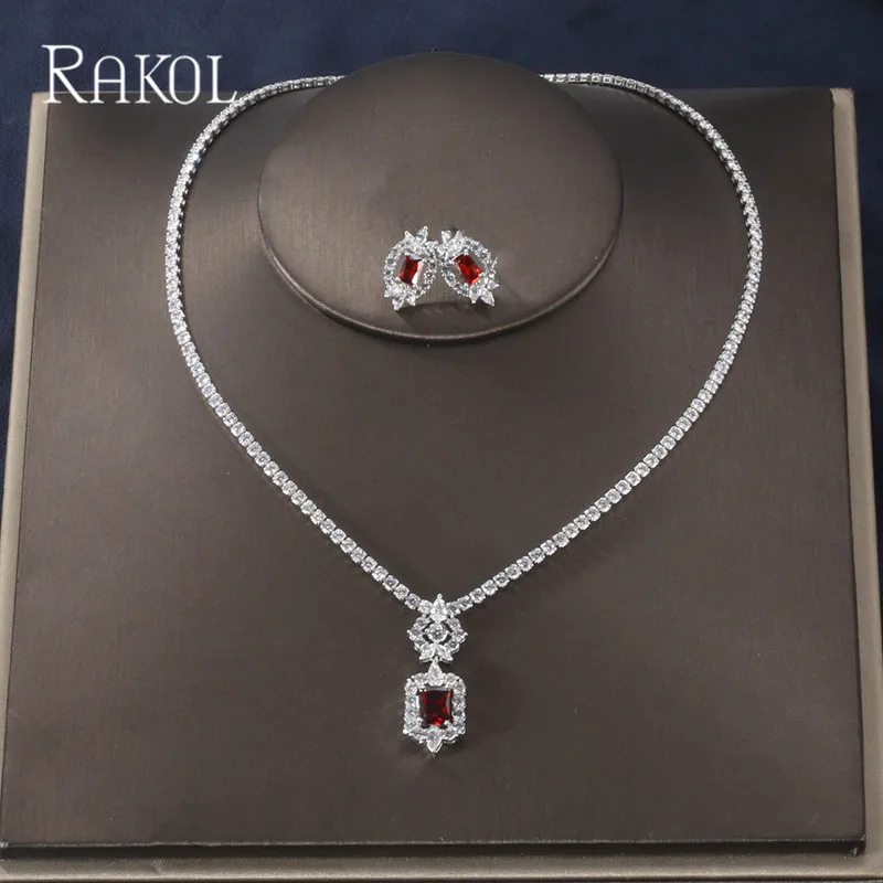 RAKOL Luxury Sparking Brilliant Cubic Zircon Clear Earrings Necklace Heavy Dinner Jewelry Set Wedding Bridal Dress Accessories
RAKOL Luxury Sparking Brilliant Cubic Zircon Clear Earrings Necklace Heavy Dinner Jewelry Set Wedding Bridal Dress Accessories