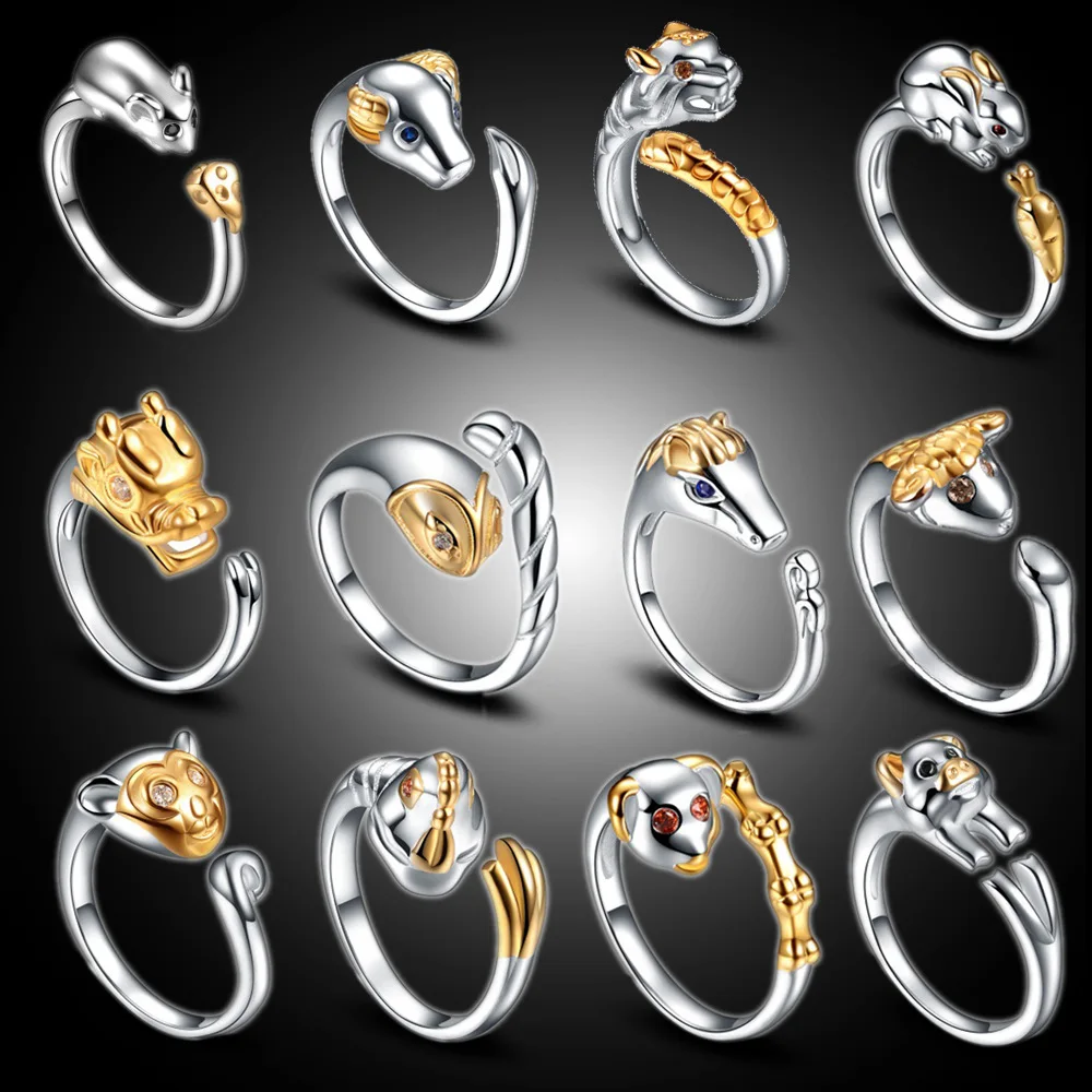 Twelve Chinese Zodiac Ring 925 Sterling Silver color Rings For Women Jewelry Anel Anillos Aneis Bague Jewellery Anelli Anillo D1
Twelve Chinese Zodiac Ring 925 Sterling Silver color Rings For Women Jewelry Anel Anillos Aneis Bague Jewellery Anelli Anillo D1