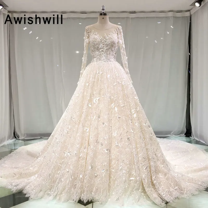 Real Photos Long Sleeve Beading Lace Wedding Dresses Princess A-line Chapel Train Elegant Plus Size Bridal Gown Vestido De Noiva
Real Photos Long Sleeve Beading Lace Wedding Dresses Princess A-line Chapel Train Elegant Plus Size Bridal Gown Vestido De Noiva