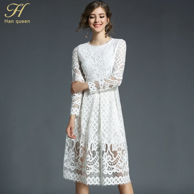 H Han Queen elegant hollow out lace dress Women vintage long sleeve slim dress star party sexy dress female vestidos
H Han Queen elegant hollow out lace dress Women vintage long sleeve slim dress star party sexy dress female vestidos